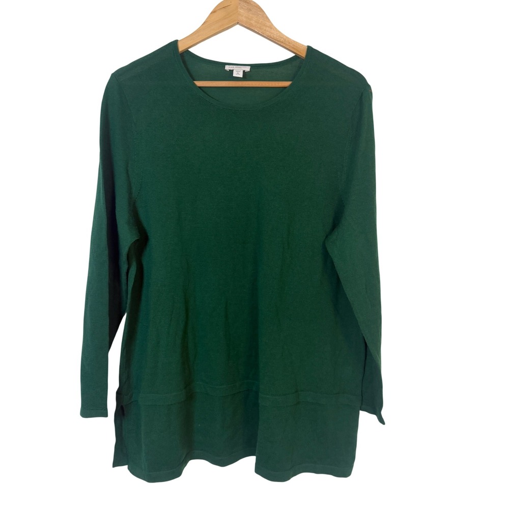 J. Jill Tunic Top Womens XL Petite Green Excellent Merino Wool Long Sleeve
